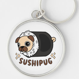 Kawaii Sushi Pug Mashup Grappige Hondenliefhebber  Sleutelhanger
