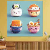 Kawaii Sushi & Ramen Bemanning Canvas Afdruk (Insitu (Woonkamer))