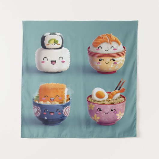 Kawaii Sushi & Ramen Bemanning Wandkleed (Voorkant)