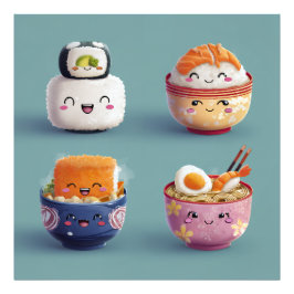Kawaii Sushi & Ramen Crew Foto Afdruk