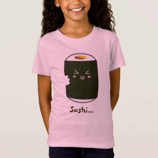 Kawaii Sushi Roll met Bitemark T-shirt (Voorkant)