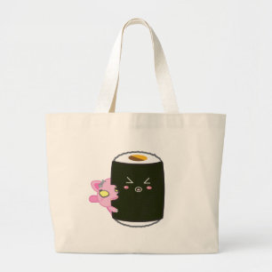 Kawaii Sushi Roll met Nadel the Cat Grote Tote Bag