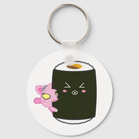 Kawaii Sushi Roll met Nadel the Cat Sleutelhanger (Voorkant)