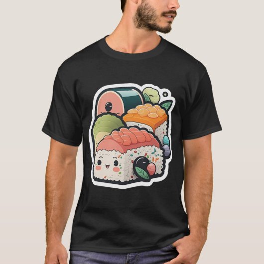 Kawaii Sushi Roll Vrienden T-shirt (Voorkant)