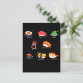 Kawaii Sushi Roll Wasabi Maguro Japans voedsel Briefkaart (Staand voorkant)