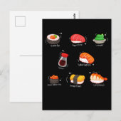 Kawaii Sushi Roll Wasabi Maguro Japans voedsel Briefkaart (Voorkant / Achterkant)