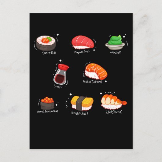 Kawaii Sushi Roll Wasabi Maguro Japans voedsel Briefkaart (Voorkant)