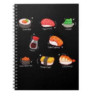 Kawaii Sushi Roll Wasabi Maguro Japans voedsel Notitieboek