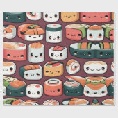 Kawaii sushi rollen, sushi patroon cadeaupapier (Vlak)