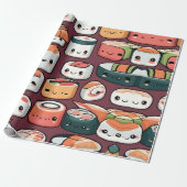 Kawaii sushi rollen, sushi patroon cadeaupapier (Uitgerold)