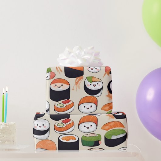 Kawaii sushi rollen, sushi patroon cadeaupapier (Feestgeschenken)