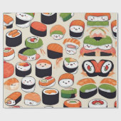 Kawaii sushi rollen, sushi patroon cadeaupapier (Vlak)