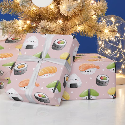 Kawaii sushi rollen, sushi patroon cadeaupapier (Feestdagen)