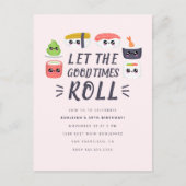 Kawaii Sushi Rolls Birthday Party Uitnodiging Briefkaart (Voorkant)