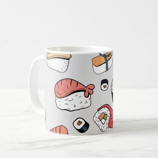 Kawaii Sushi Rolls Pattern Koffiemok (Voorkant links)