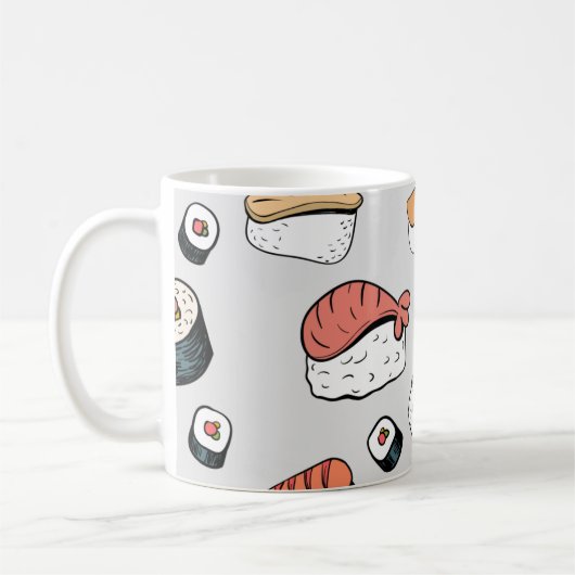Kawaii Sushi Rolls Pattern Koffiemok (Links)