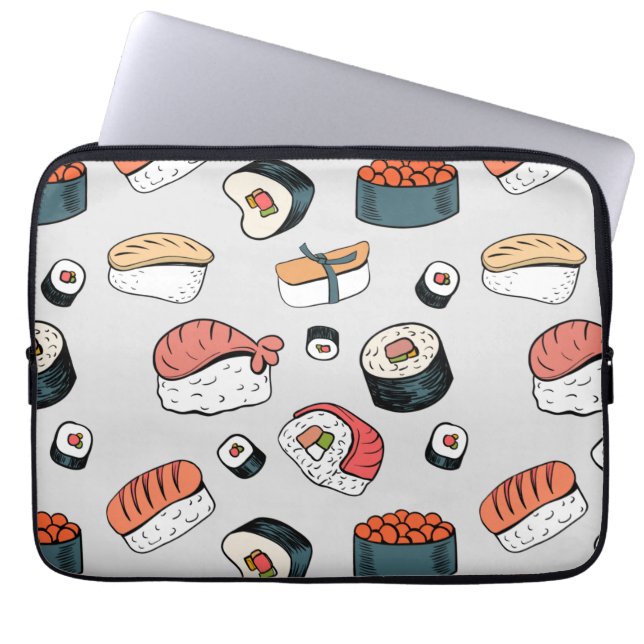 Kawaii Sushi Rolls Pattern Slip-On Sneakers Laptop Sleeve (Voorkant)