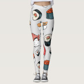 Kawaii Sushi Rolls Pattern Slip-On Sneakers Leggings (Voorkant)