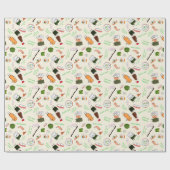 Kawaii Sushi Romantisch Cadeaupapier (Vlak)