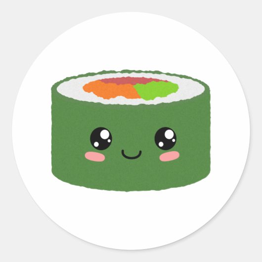 Kawaii Sushi Ronde Sticker (Voorkant)