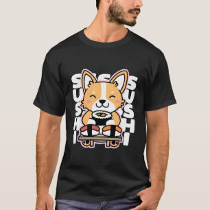 Kawaii Sushi Schattige Anime Dog Corgi Japans eten T-shirt
