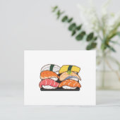 Kawaii Sushi set - Salmon Tuna Egg Shrimp Briefkaart (Staand voorkant)