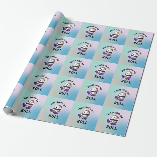 Kawaii Sushi skateboarden Cadeaupapier (Uitgerold)
