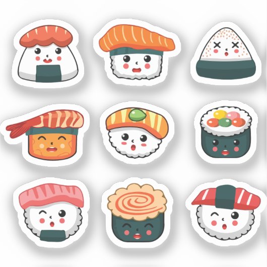 Kawaii sushi  sticker (Voorkant)