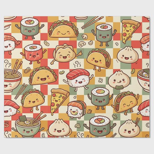Kawaii Sushi Taco Pizza Inpakpapier (Vlak)