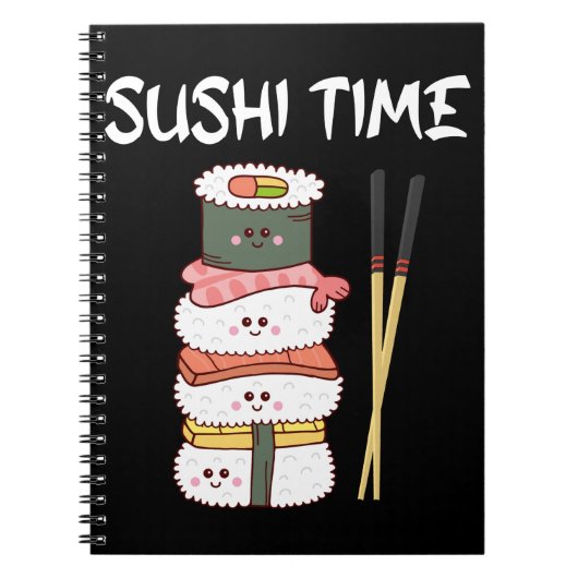 Kawaii Sushi Time Anime Cute Japans Food Notitieboek (Voorkant)