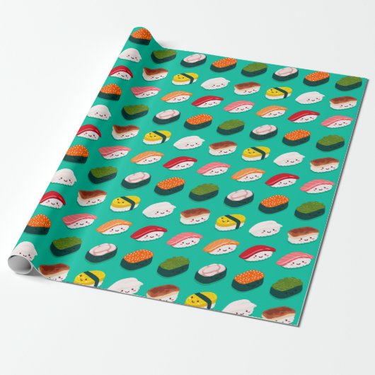 Kawaii Sushi - Verpakkingspapier Cadeaupapier (Uitgerold)