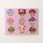 Kawaii Sweet Behandelt Cutie Cupcakes Legpuzzel (Horizontaal)