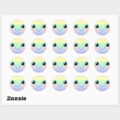 Kawaii Sweet Face Blue Eyes Regenboog Schattig Ronde Sticker (Vel)