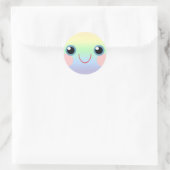 Kawaii Sweet Face Blue Eyes Regenboog Schattig Ronde Sticker (Tas)