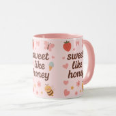 Kawaii Sweet Girl Pink Bee Aesthetic – Cute Design Mok (Voorkant rechts)