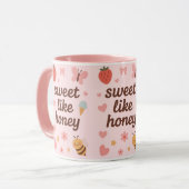 Kawaii Sweet Girl Pink Bee Aesthetic – Cute Design Mok (Voorkant links)