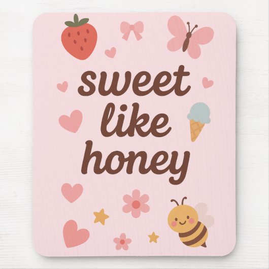 Kawaii Sweet Girl Pink Bee Aesthetic – Cute Design Muismat (Voorkant)