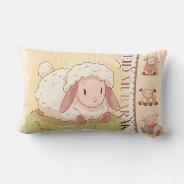 Kawaii Sweet Sheep "Eid Mubarak" Worpillow Kussen (Achterkant)