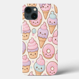Kawaii Sweet Treats Patroon – Lachende Cupcakes iPhone 13 Hoesje