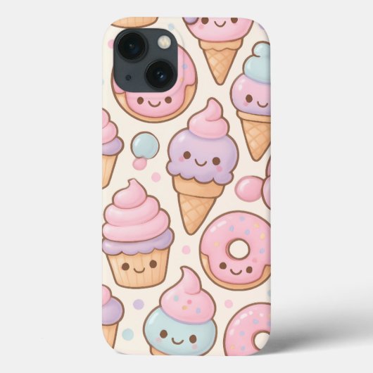 Kawaii Sweet Treats Pattern - Glimlachende cupcake Case-Mate iPhone Case (Achterkant)