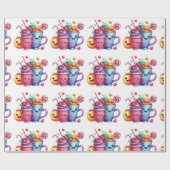 Kawaii Sweets & Coffee Cups Cute  Wrapping paper Cadeaupapier (Vlak)