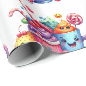 Kawaii Sweets & Coffee Cups Cute Wrapping paper Cadeaupapier (Rol Hoek)