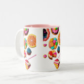 "Kawaii Sweets Snip in zoetheid en schattigheid Tweekleurige Koffiemok (Voorkant links)