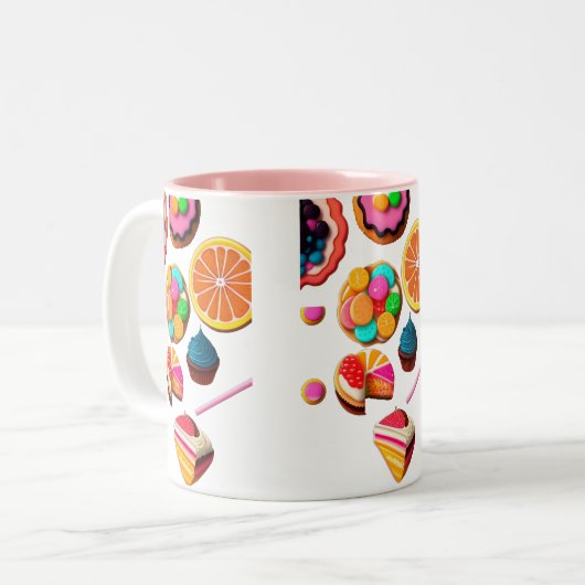 "Kawaii Sweets Snip in zoetheid en schattigheid Tweekleurige Koffiemok (Voorkant links)