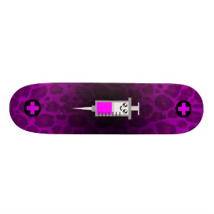 KAWAII SYRINGE MEDISCHE KROSS PINK LEOPARD DECK PERSOONLIJK SKATEBOARD