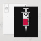 KAWAII SYRINGE SHOT MEDISCHE HUIZEN GEZICHT BRIEFKAART (Voorkant / Achterkant)
