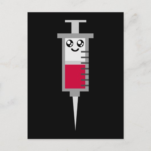 KAWAII SYRINGE SHOT MEDISCHE HUIZEN GEZICHT BRIEFKAART (Voorkant)