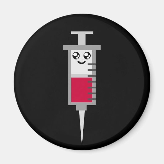 KAWAII SYRINGE SHOT MEDISCHE HUIZEN GEZICHT MAGNEET (Voorkant)