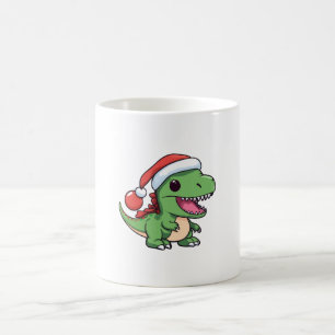 Kawaii T-Rex Dinosaur in Kerstmuts Koffiemok