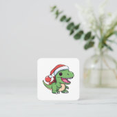 Kawaii T-Rex Dinosaurus in Kerst Pet Vierkante Visitekaartje (Staand voorkant)